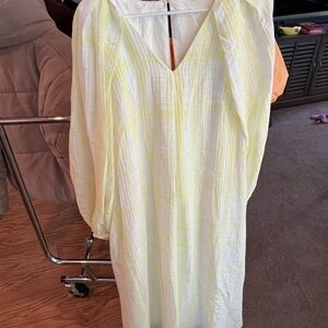 Yellow and White Long Sleeve Dress